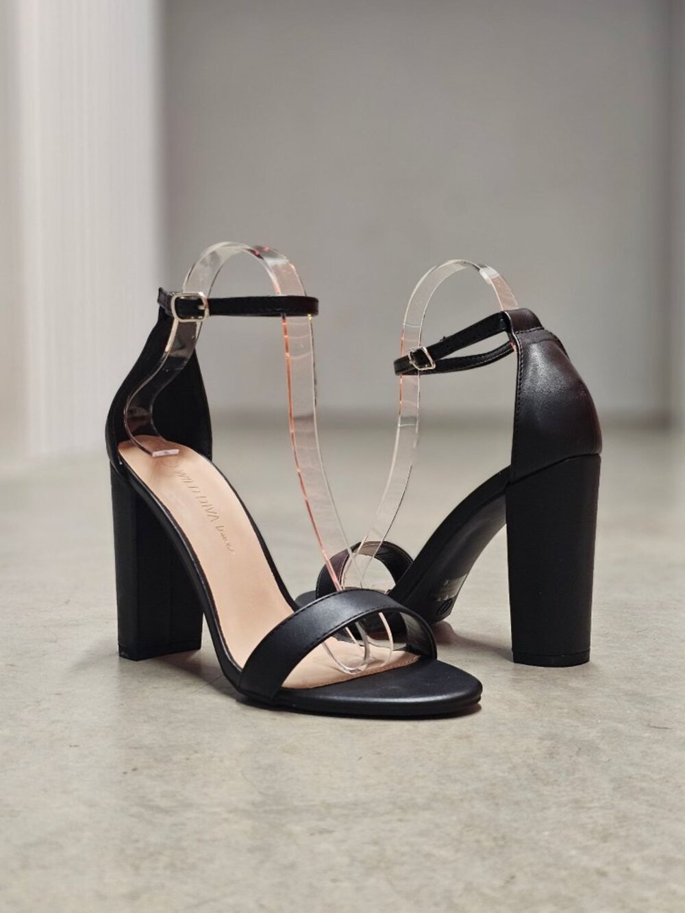 Black Chunky Heel Ankle Strap Sandals For Women Open Toe 4-Inch Heels Elegant & - Picture 11 of 15